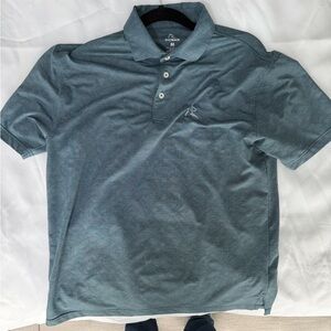 Rhoback Performance Polo | Mens Medium | Green Abstract Pattern | Dog Logo